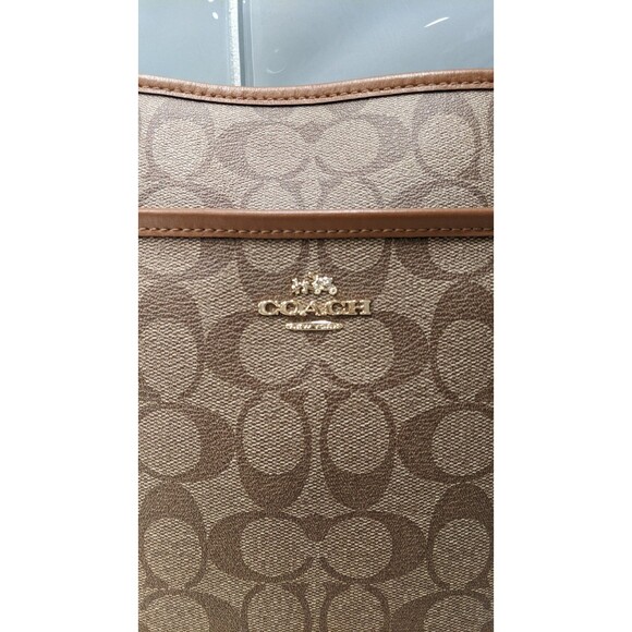 COACH #F58297 Signature File Crossbody Zip Top Handbag Khaki/Saddle WORN ONCE!!! - Picture 11 of 16